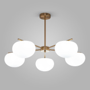 подвесная люстра с пятью овальными стеклянными плафонами