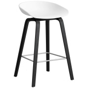 AA001-D159-AA51 Hay About A Stool барный стул с сиденьем белого цвета на ножках из чёрного лакированного дуба