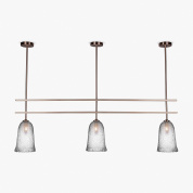 потолочный светильник с тремя стеклянными плафонами на линейной штанге