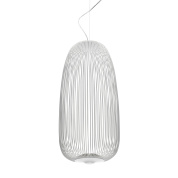 подвесной светильник с цилиндрическим плафоном из металлических прутьев белого цвета