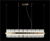 подвесная прямоугольная люстра с вертикальными стеклянными элементами