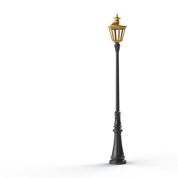 фонарный столб с латунным корпусом и стеклянным плафоном