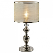 настольная лампа с тканевым абажуром и металлическим основанием