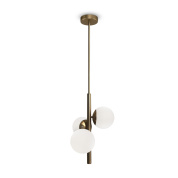 подвесной светильник с тремя сферическими плафонами и латунным каркасом