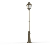 уличный фонарь на стойке бронзового цвета с прозрачным плафоном