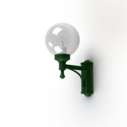 настенное бра зелёного цвета с круглым плафоном из стекла и настенным креплением