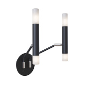 настенный светильник с двумя стеклянными цилиндрами на черном основании