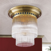 потолочный светильник с вертикальными стеклянными цилиндрами и бронзовой декоративной основой