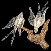 настенное бра в виде прозрачных фигур птиц на ветке