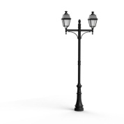 уличный фонарный столб с двумя плафонами черного цвета