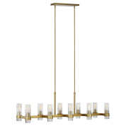 подвесная линейная люстра с цилиндрическими стеклянными плафонами