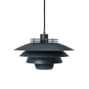 подвесной светильник с многослойным металлическим плафоном тёмно-серого цвета