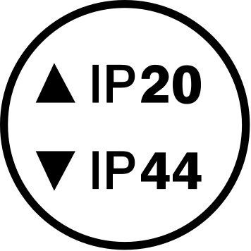 IP44/20 ingress protection rating