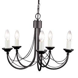 CB5-BLACK Elstead Carisbrooke пятирожковая подвесная люстра с симметрично изогнутыми рожками и открытыми лампами