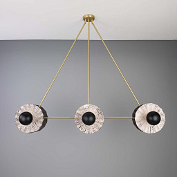 MLCMF002 Mullan Lighting Eclipse шестиламповая линейная подвесная люстра с текстурированными керамическими дисками тёмного оттенка