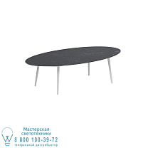 НИЗКИЙ ОБЕДЕННЫЙ СТОЛ STYLETTO 250X130CM АЛЮМИНИЕВЫЕ НОЖКИ БЕЛАЯ КЕРАМИЧЕСКАЯ СТОЛЕШНИЦА NERO MARQUINA Royal Botania