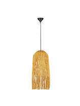 Thin Yellow Rattan Black Steel Base & Fabric Cable LED E27 1x12Watt 100-240Volt IP20 Bulb Excluded D:29 H:194 cm