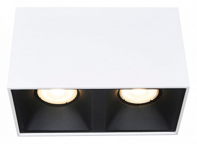 двухламповый потолочный спот белого цвета с прямоугольным корпусом