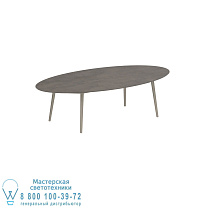 НИЗКИЙ ОБЕДЕННЫЙ СТОЛ STYLETTO 250X130CM, АЛЮМИНИЕВЫЕ НОЖКИ, ПЕСОЧНАЯ КЕРАМИЧЕСКАЯ СТОЛЕШНИЦА TERRA MARRONE Royal Botania