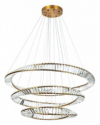 1136/17 SP-140 Divinare Millie многоуровневая подвесная люстра с кольцами из латуни и прозрачными вставками