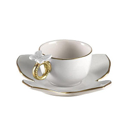 0004356-702 Villari Butterfly чашка с блюдцем для кофе с золотым ободком