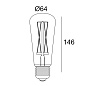 21024 0070 Delta Light TECHNICAL Светодиодная нить накаливания T64 E27 6 Вт 2200 К - дымчатая — фото 1