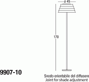 C'HI floor lamp with structure in nickel satin metal and shade in silver or sand glass