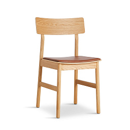 Pause dining chair 2.0 Oiled oak w/leather Woud, стул