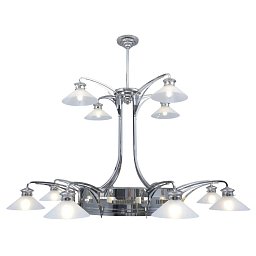 PP-154 Patinas lighting Avignon 12-рожковая латунная люстра с коническими стеклянными плафонами
