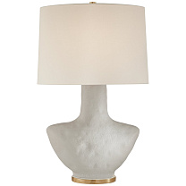 Armato Small Table Lamp пористая белая керамика с овальным льняным абажуром