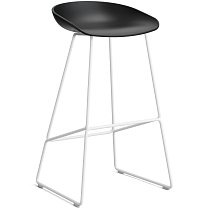 About A Stool AAS 38 High, сиденье H75 см, основание сталь с порошковым покрытием, белое / сиденье полипропилен, черное
