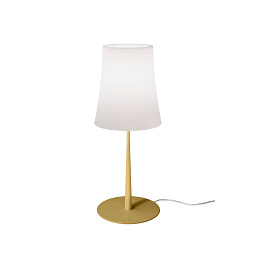 FN221020_56 Foscarini Birdie настольная лампа с абажуром жёлтого цвета на круглой подставке