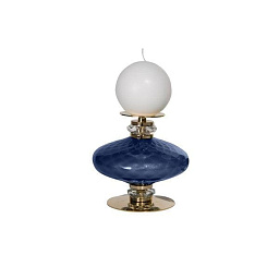 4877599-230 Villari Diva подсвечник из синего стекла с шарообразным плафоном