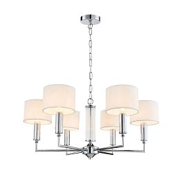 Подвесная люстра Favourite Laciness 2607-6P — подвесная люстра в хроме с шестью белыми абажурами