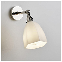 настенный светильник с матовым плафоном полусферической формы и хромированным основанием
