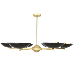 MLF325 Mullan Lighting Newbury многоламповая потолочная люстра с латунным каркасом и чёрными металлическими отражателями