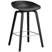 About A Stool AAS 32 Low, сиденье H65 см, основание черный лакированный дуб / сиденье полипропилен, черное / подножка черная сталь