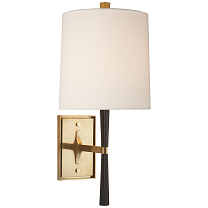 Refined Rib Sconce эбеновая смола и мягкая латунь с льняным абажуром