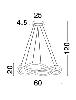 Triac Dimmable Black Aluminium & Acrylic LED 34 Watt 220-240 Volt 2482Lm 3000K IP20 D: 60 H: 120 cm