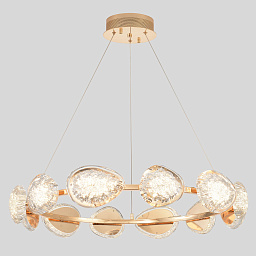 FELICIDAD SP96W LED Crystal Lux FELICIDAD трёхъярусная люстра с овальными хрустальными вставками и золотыми подвесами