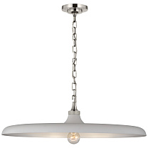Piatto Large Pendant полированный никель с гипсовым белым абажуром