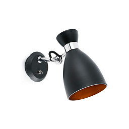 20049 Faro Barcelona RETRO настенный светильник чёрно-золотой с одним плафоном