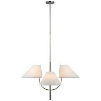 Kinsley Large One-Tier Chandelier полированный никель с льняными абажурами