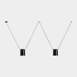00-7394-05-05 Leds C4 Attic подвесной светильник с двумя прямоугольными плафонами черного цвета