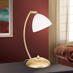 LA 4-987/1 gold-matt/438 opal Orion Opaldesign настольная лампа с полусферическим абажуром из матового стекла