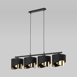a066422 TK Lighting Grant Black подвесной линейный светильник с четырьмя цилиндрическими металлическими плафонами на тросах