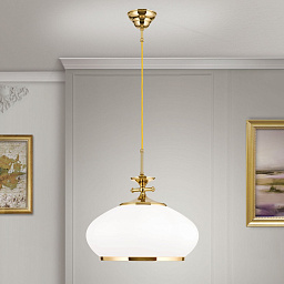 HL 6-1271 gold-Kabel/387 opal-gold Orion Empire подвесной светильник с округлым опаловым плафоном на металлической арматуре