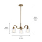 Aivian 23" 3 Light Chandelier with Clear Glass Weathered Brass люстра 52397WBR Kichler — фото 3