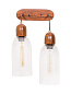 Modern Clear Glass &amp; Wood Double Wall Light бра FOS Lighting Borolite-Wood-WL2