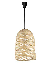 Natural Rattan Black Fabric Wire & Base LED E27 1x12 Watt 100-240 Volt IP20 Bulb Excluded D: 40 H: 250 cm